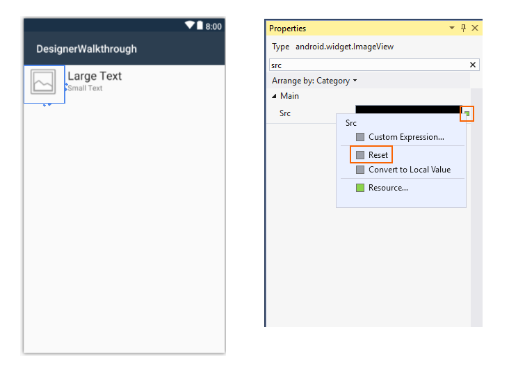 Clear the ImageView src setting