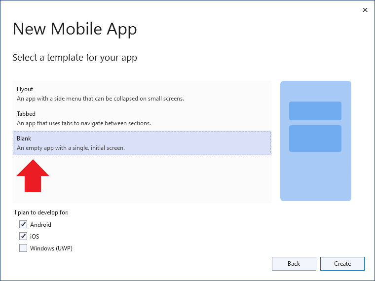 Aplicación vacía de iOS y Android