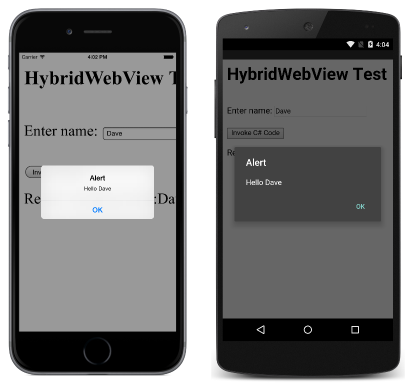 HybridWebView en cada plataforma