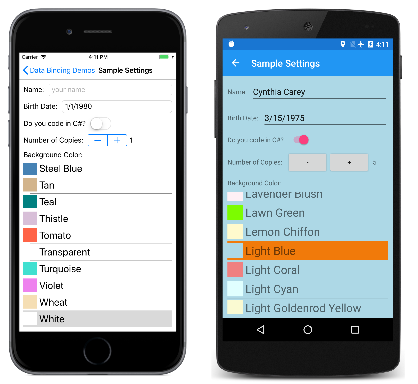 Configuración de ejemplo