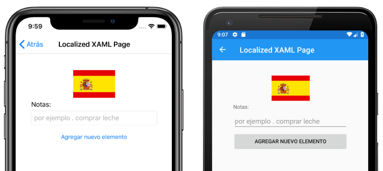 Capturas de pantallas de la aplicación de localización en iOS y Android