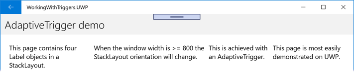 StackLayout VisualState Horizontal