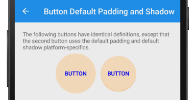 Relleno predeterminado y valores de sombra en botones de Android