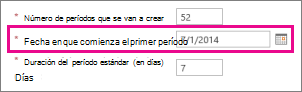 Fecha de inicio del primer período.