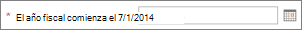 Fecha de inicio del período fiscal.