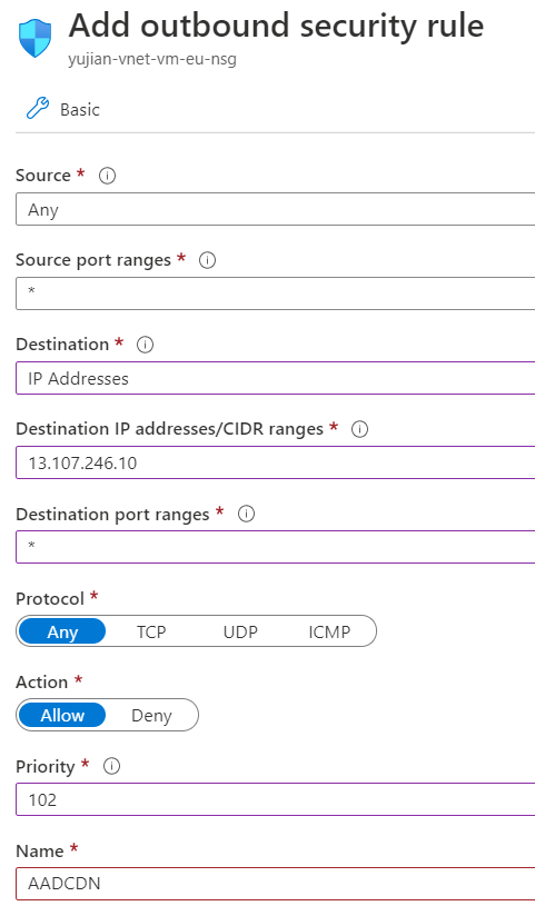 Captura de pantalla que muestra la regla Microsoft Entra Content Delivery Network.