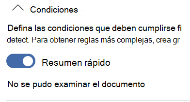 Condiciones de directiva para el resumen de coincidencias del escenario 3.