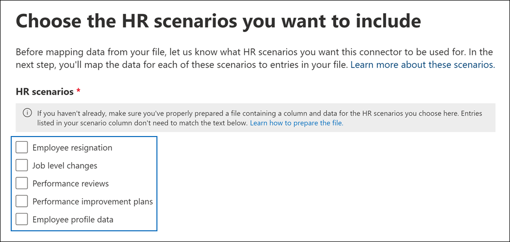 Seleccione uno o varios escenarios de RR. HH.