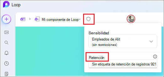 Menú Aplicar etiqueta que se muestra en la aplicación Loop.