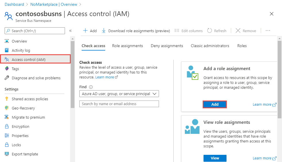 Control de acceso:> adición de una asignación de roles