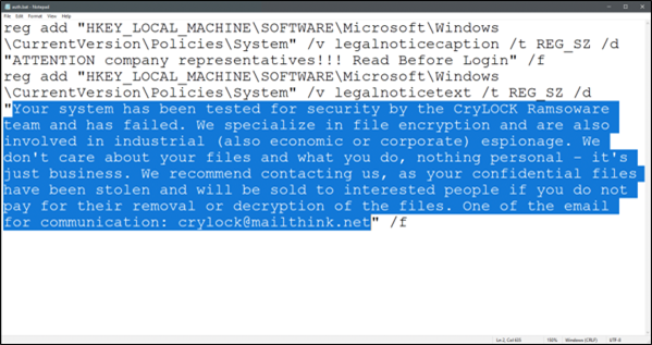 Un ejemplo de nota de ransomware.