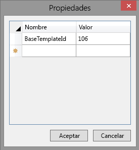 El cuadro de diálogo Propiedades para mostrar una lista de permisos en Visual Studio con el nombre de propiedad establecido en “Id. de lista base” y el valor establecido en “106”.