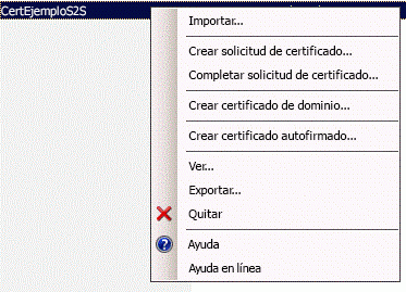 Exportar un certificado de prueba