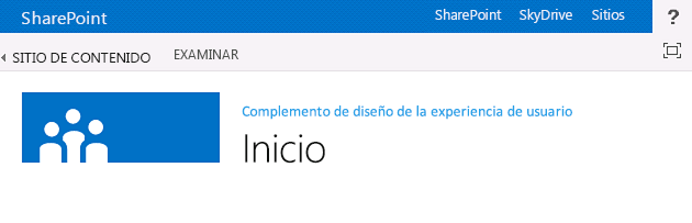 Página hospedada en SharePoint donde se usa la plantilla de aplicación