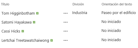 La lista “New Employees in Seattle” con las columnas “Division” y “OrientationStage” ya presentes.