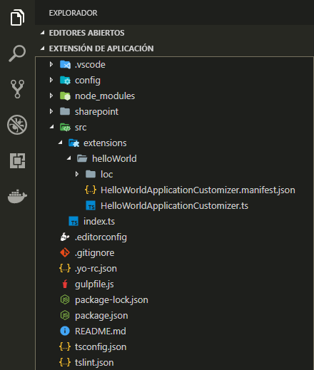 Solución de SharePoint Framework abierta después del scaffolding inicial