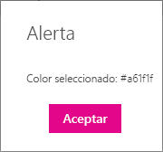 Cuadro de diálogo con detalles del color seleccionado