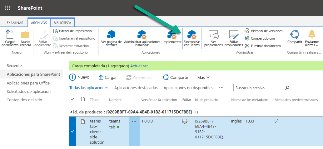 Sincronizar con Teams