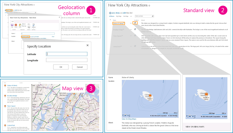 Característica predeterminada de geolocalización y mapas