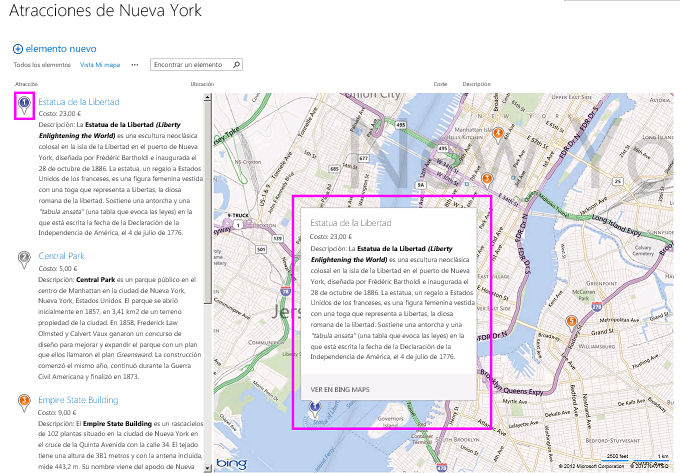 Experiencia de usuario con marcadores una vista de mapa