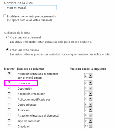 Seleccionar campos para incluirlos en la vista