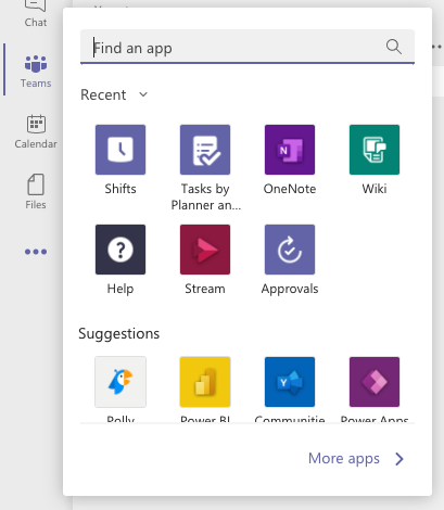 Más aplicaciones de Microsoft Teams