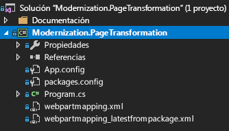 archivos sobre la solución de transformación de página