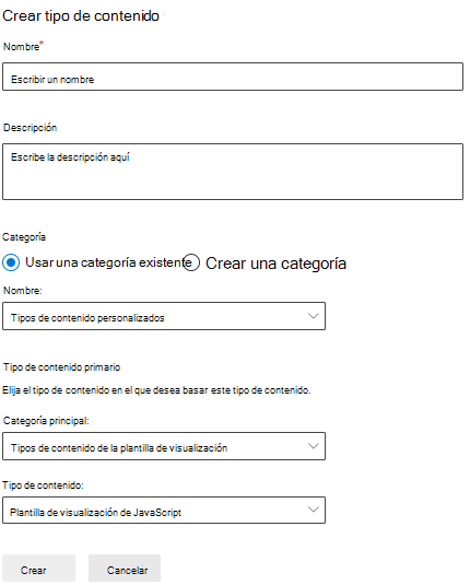 Crear tipo de contenido