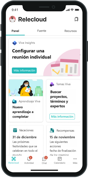 Captura de pantalla de la página de aterrizaje de Viva Connections.