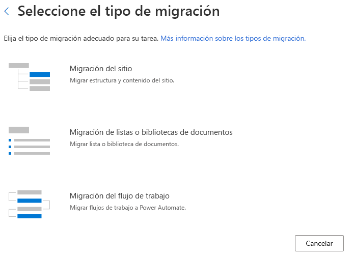 Seleccionar migración de flujo de trabajo