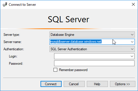 Conexión al servidor con SSMS