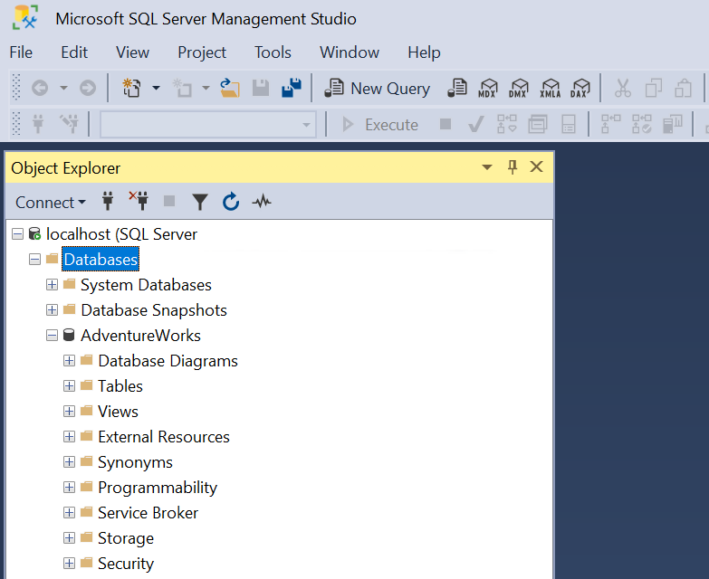 Screenshot of SQL Server Management Studio.