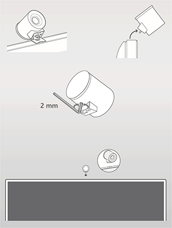 Imagen que muestra cómo desenchufar la cámara antigua de la unidad. Si es necesario, use la llave allen para ajustar la nueva cámara. Conecte la nueva cámara a la unidad.