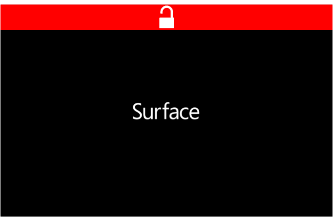 Pantalla de arranque de Surface que indica que el arranque seguro se ha deshabilitado.