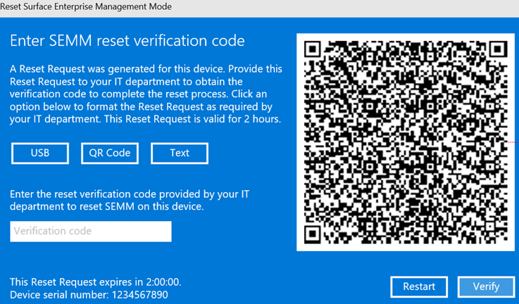 Solicitud de recuperación mostrada como código QR.