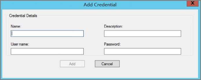 Captura de una pantalla de la página Add Credentials.