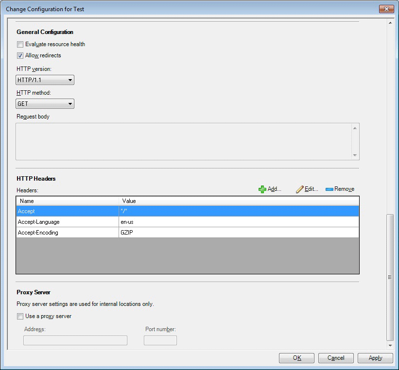 Captura de pantalla de la página Cambiar configuración de la prueba (parte inferior).