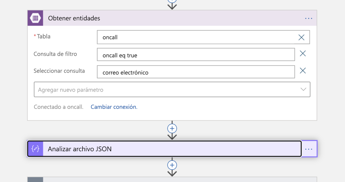 Screenshot of the Get entities block in Logic App Designer view of the Logic App.