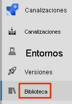 Captura de pantalla de Azure Pipelines en la que se muestra la ubicación del menú Biblioteca.