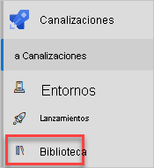 Captura de pantalla del menú de Azure DevOps que resalta la opción Biblioteca en Canalizaciones.