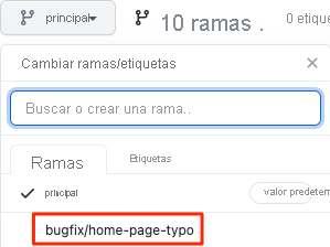 Captura de pantalla de GitHub en la que se muestra la rama de la que se acaban de enviar cambios mediante 