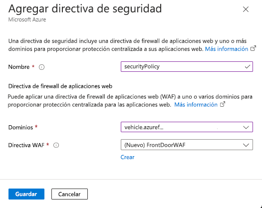 Screenshot of adding security policy containing WAF policy settings.