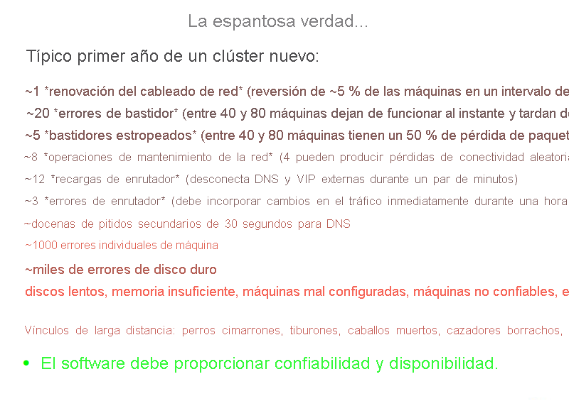 Problemas de confiabilidad, como se muestra en una presentación de entrenamiento.