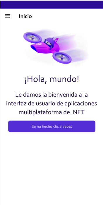 Captura de pantalla de la versión para Android de la aplicación Phoneword que se ejecuta en el emulador seleccionado.