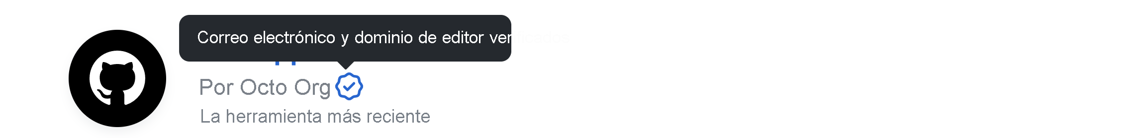 Imagen de un distintivo de verificación para una aplicación de GitHub.