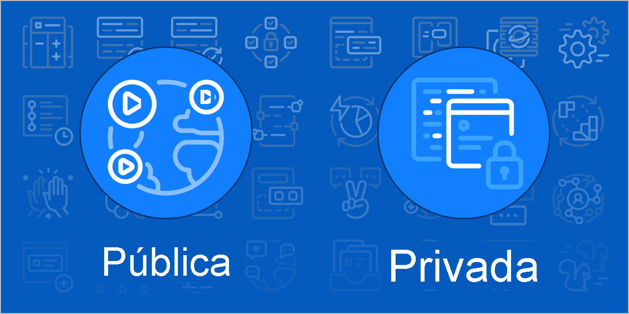 Diagrama en el que se muestran las dos opciones de visibilidad de una acción: pública o privada.