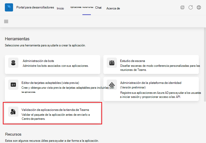 Captura de pantalla del Portal para desarrolladores para validar el paquete de la aplicación.