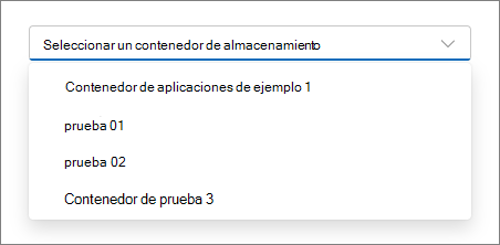 Captura de pantalla que muestra el selector actualizado con nuestro nuevo contenedor.