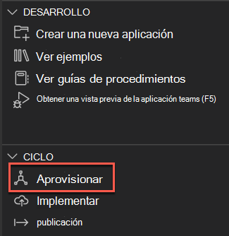 Captura de pantalla que resalta la opción de aprovisionamiento en la nube en la sección de implementación.