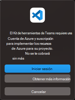 Captura de pantalla de un cuadro de diálogo para confirmar el inicio de sesión en Azure.